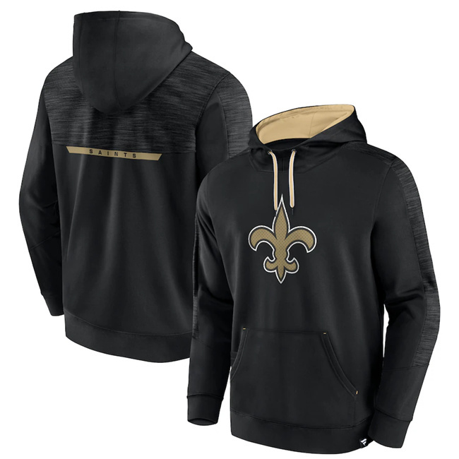 Men's New Orleans Saints Black Defender Evo Pullover Hoodie Men's New Orleans Saints Black Defender Evo Pullover Hoodie